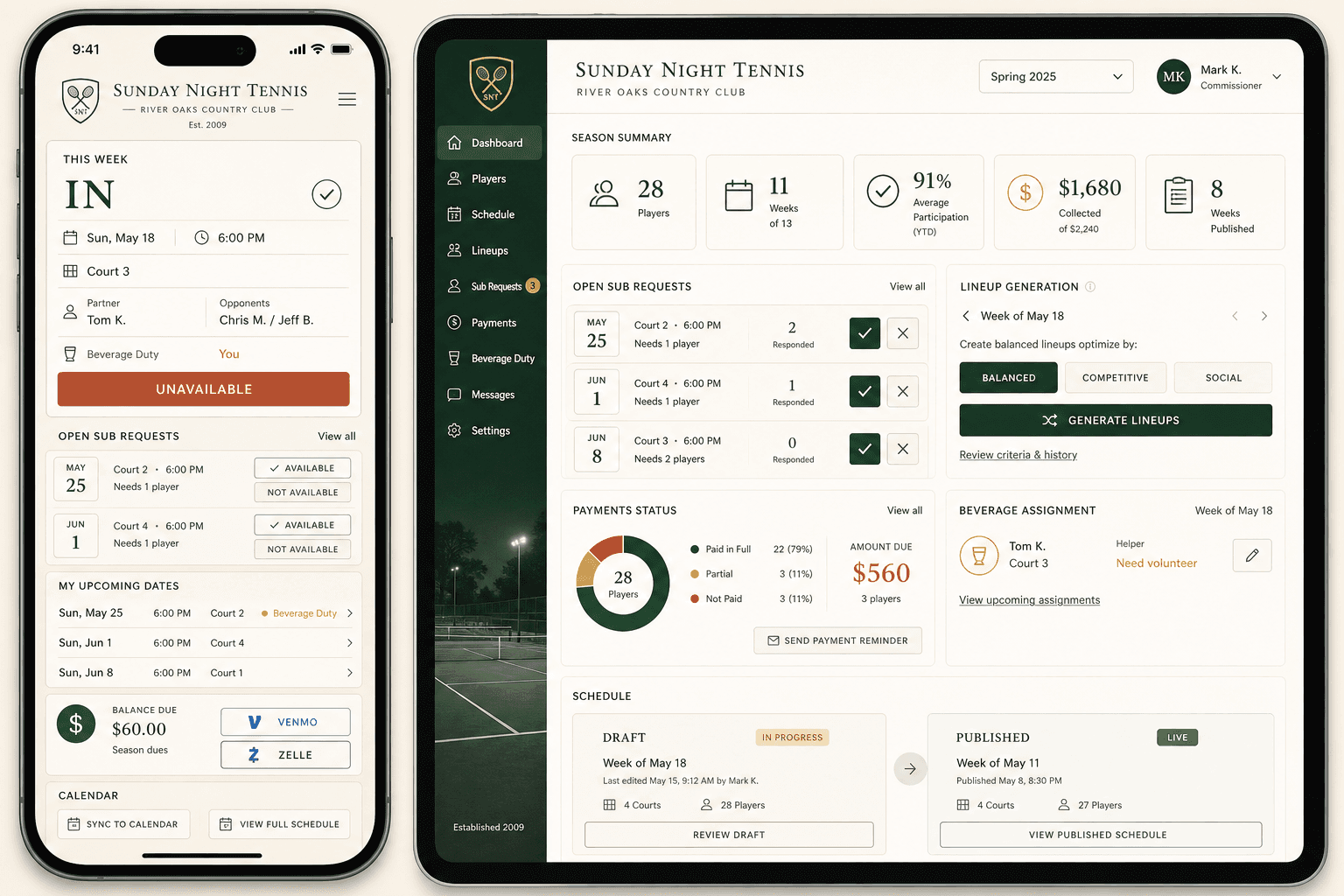 CourtCall player and admin preview